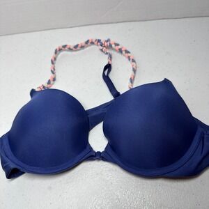 Victoria's‎ Secret Push Up Bra 34A Navy Blue Rope Strap Racerback VS Lingerie